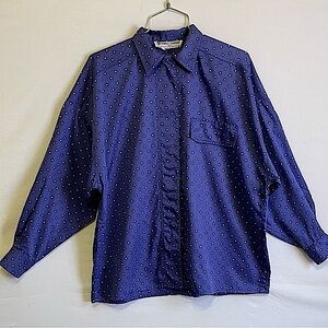 Vintage CHARLES JORDAN PARIS Polka Dot Cotton Sateen Drop Shoulder Blouse